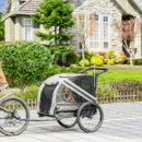2-in-1 dog bike trailer and pet stroller with safety flag