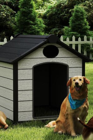 Insulated weatherproof outdoor dog house for large breed dogs