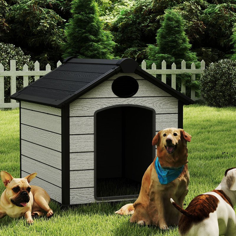 Insulated weatherproof outdoor dog house for large breed dogs