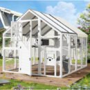 Large 72-inch walk-in catio outdoor cat enclosure with platforms