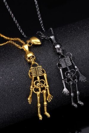Vintage Skull Ghost Necklace Hand In Hand