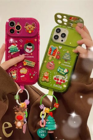 Christmas Santa Claus Elk Pendant Silicone Phone Case for iPhone 11–15 Pro Max