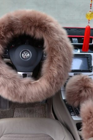 Three-piece wool steering wheel cover