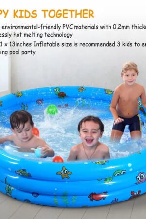 Inflatable Kiddie Pool, 51x13in Foldable Family Swim Pool