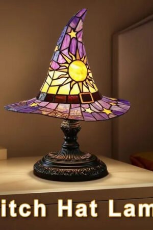 Gothic Witch Hat Stained Glass LED Night Light
