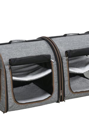 39-Inch Portable Pet Carrier with Divider, 2 Compartments & Storage
