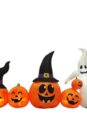 8FT Halloween Inflatable Pumpkins & Ghost with LED Lights