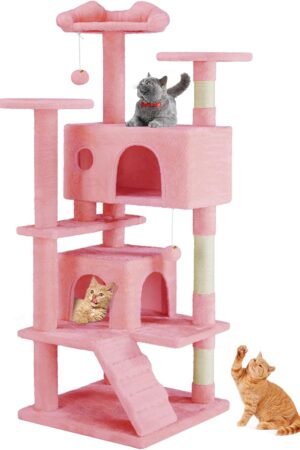Multi-Level Cat Tree Tower with Scratching Posts, Platforms & Condos