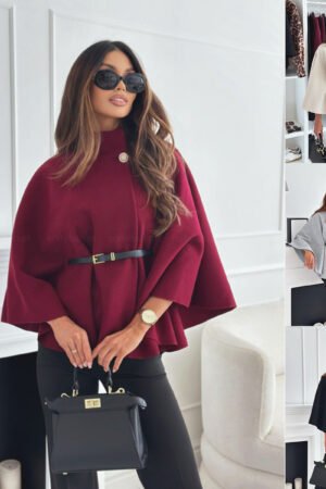 Stand Collar Batwing Cloak Jacket, Women's Woolen Sweater Outwear