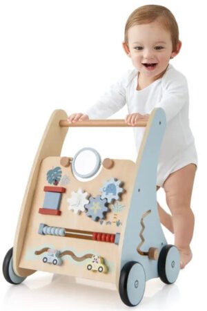 Wooden Baby Walker, Multi-Functional Anti-O-Leg Toddler Walker
