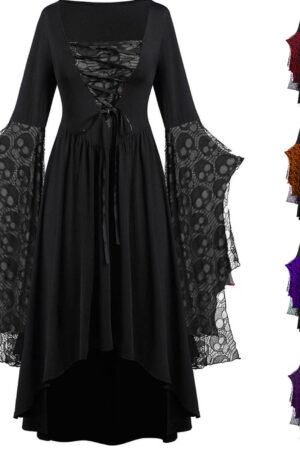 Lace Strap Irregular Square Neck Dress Fashion
