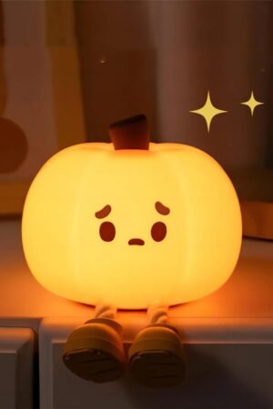 Pumpkin Silicone Night Light, Rechargeable Dimmable Kids Bedside Lamp