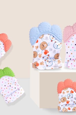 Baby Teether Gloves, Silicone Anti-Bite Sound Toy for Infants