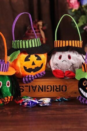 Halloween Candy Bag, Pumpkin Pattern Trick or Treat Tote for Kids