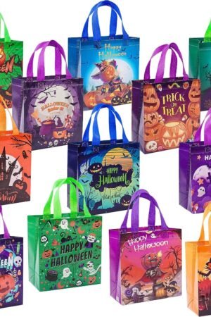 12Pcs Halloween Trick-or-Treat Bags with Handles