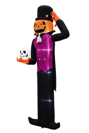 12FT Halloween Inflatable Pumpkin Man with Skull & LEDs