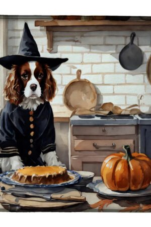 Cavalier Spaniel Fall Pumpkin Dish Drying Mat, Absorbent Kitchen Pad
