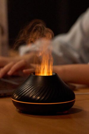 RGB Flame Aroma Diffuser 130ml, 3D Volcano Humidifier