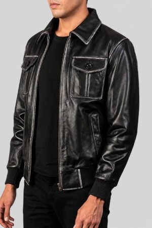 Aaron Leather Bomber Jacket