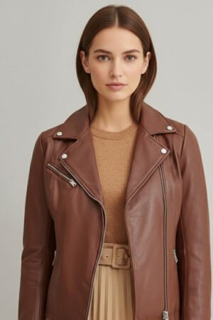 Brown Premium Cow Leather Biker Jacket