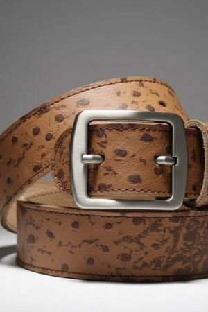 Ostrich Texture Cow Leather Belt