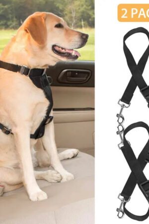 Adjustable Pet Car Seat Belt 2-Pack Dog Cat Safety Restraint Leash