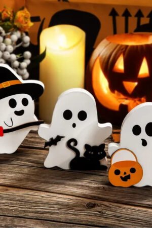 3-Piece Wooden Halloween Tiered Tray Decor Set