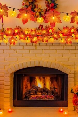 30FT Fall Garland with 60 LED Maple Leaf Lights