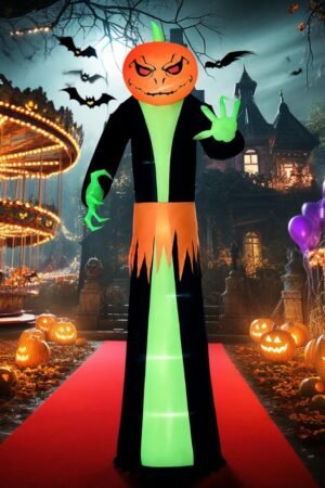 Halloween Inflatable Pumpkin Head Ghost with LED Lights