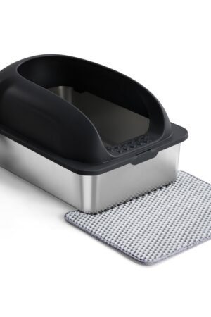 Extra Large Stainless Steel Cat Litter Box with High Sides & Scoop