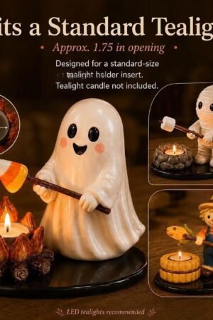 Halloween Campfire Resin Tealight Holder, Reusable Decor