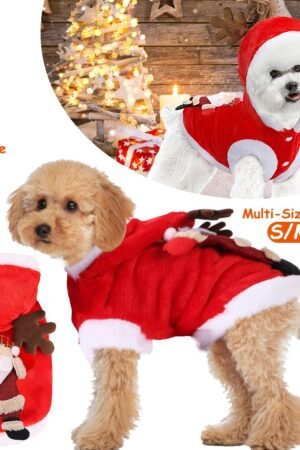 Christmas Pet Clothes, Santa Claus Antler Costume for Dogs & Cats