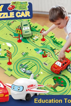 DIY Electric Train Track Set, Puzzle Rail Car Building Toy for Kids