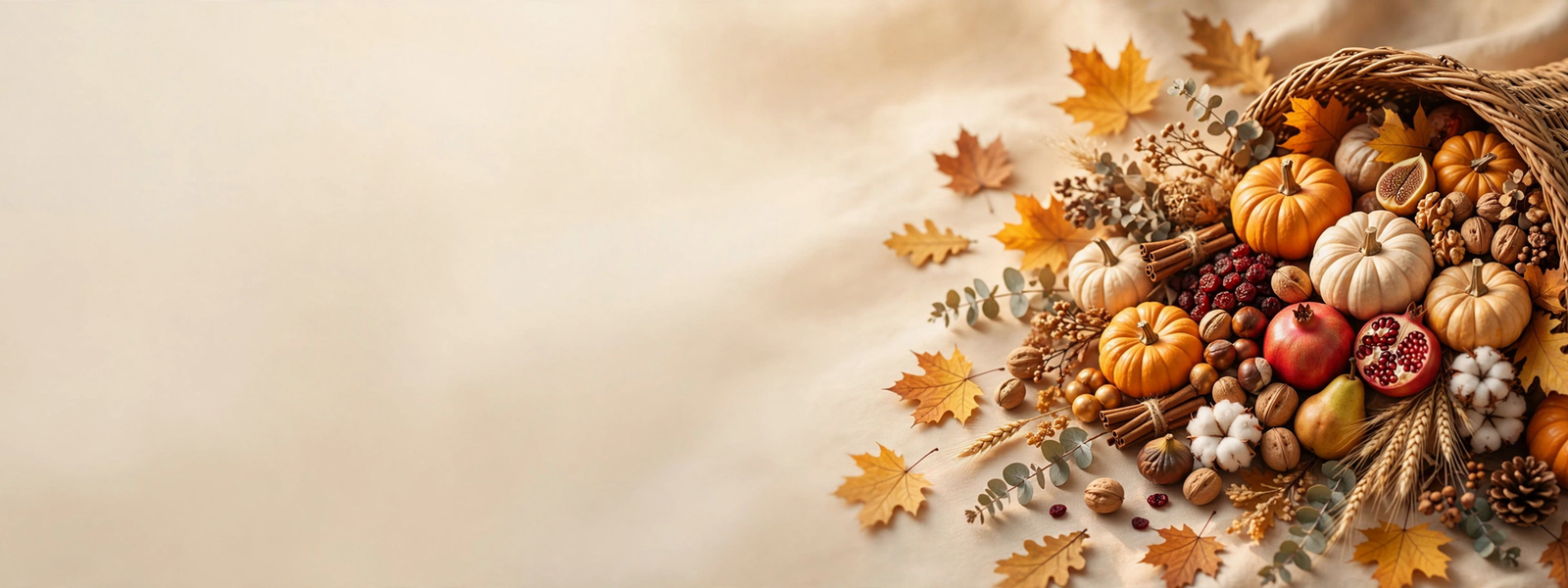 Warm autumn harvest scene in amber and cream tones